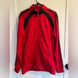 Vintage Adidas Men’s Red Warmup Jacket Oversized Medium